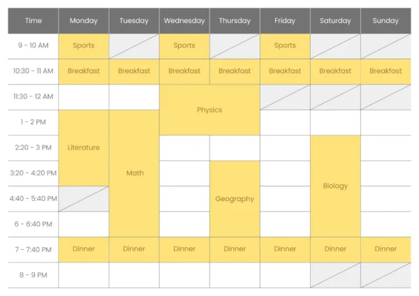 Weekly Study Time Table