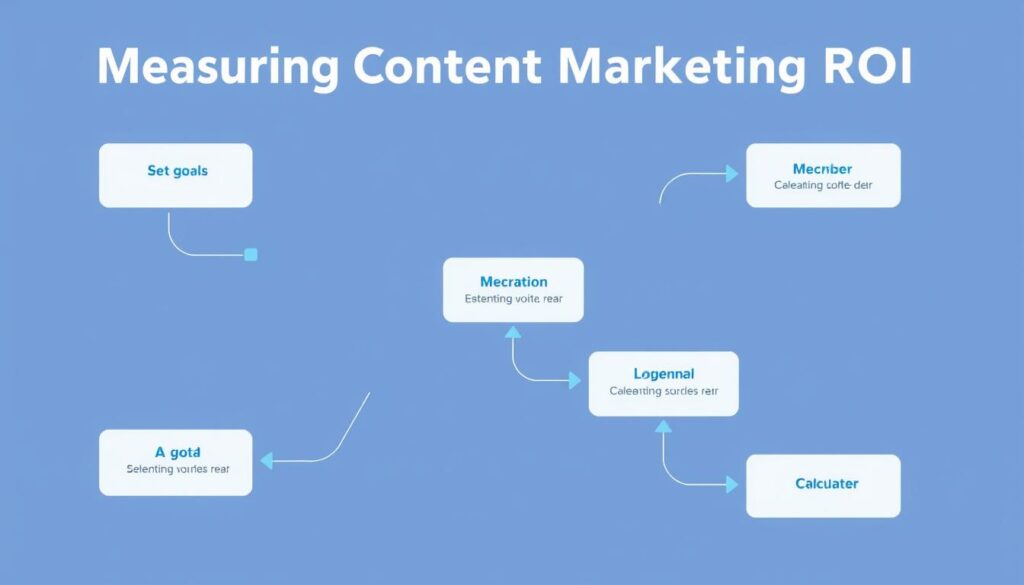 5-step framework for measuring content marketing ROI with each step illustrated in a flowchart