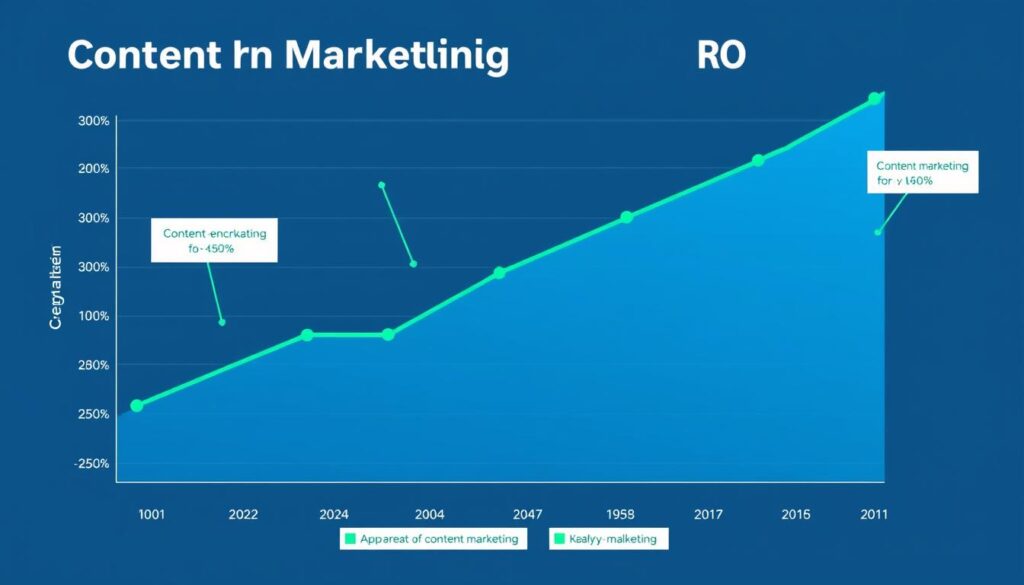 Business growth chart showing increasing content marketing ROI over time
