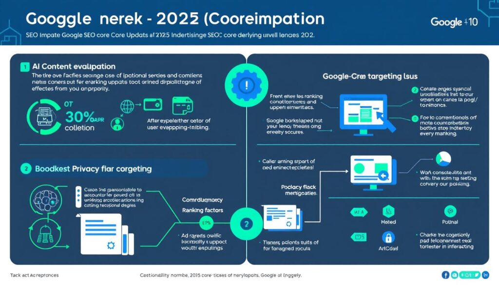Visual representation of Google's 2025 Core Update impact on SEO vs. Paid Ads showing algorithm changes and their effects