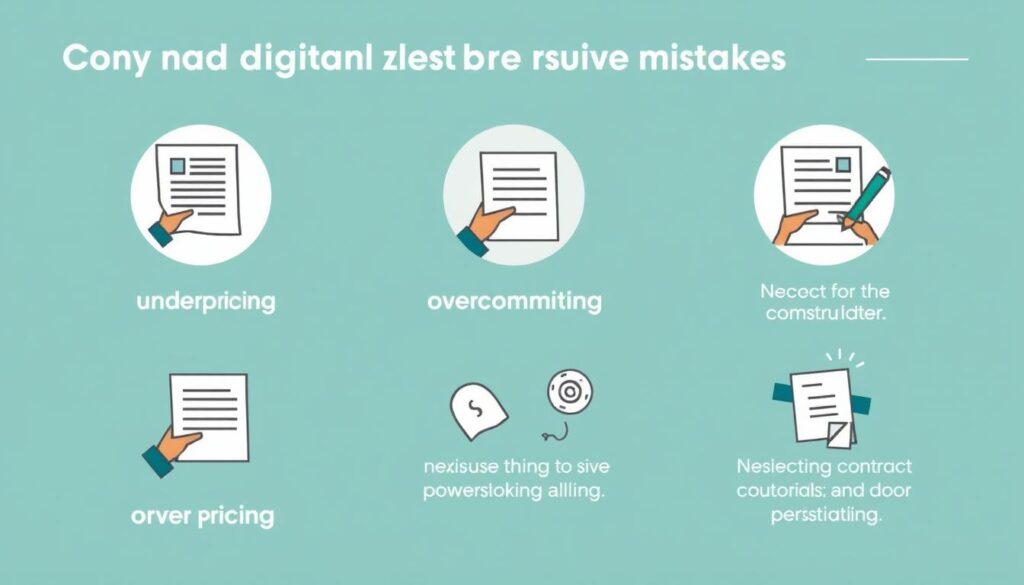 Illustration showing common digital marketing side hustle mistakes and how to avoid them