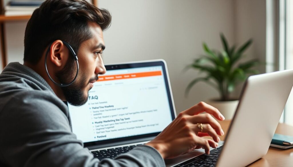 Person researching answers about starting a digital marketing side hustle