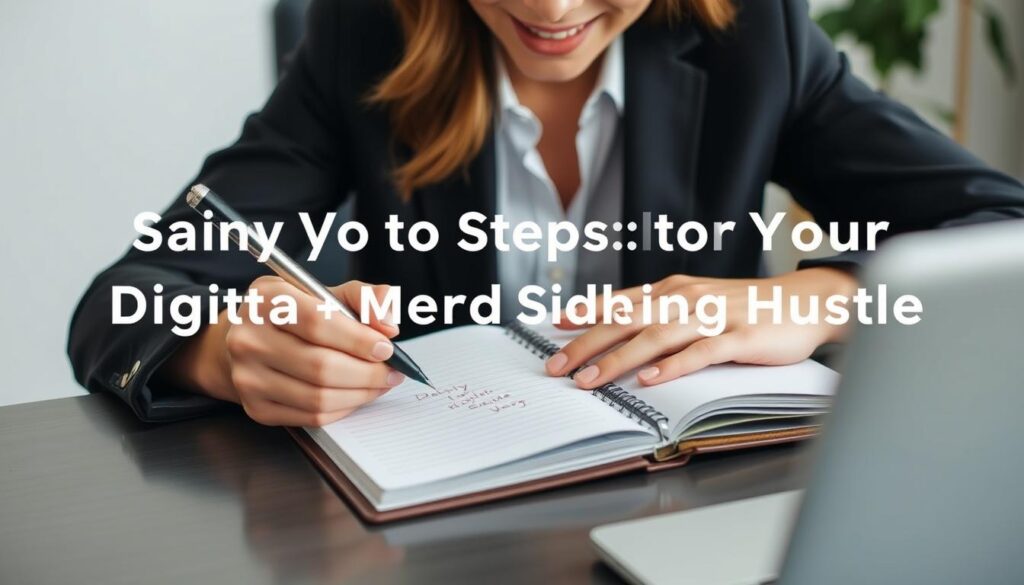 Person taking first steps to launch their digital marketing side hustle with confidence